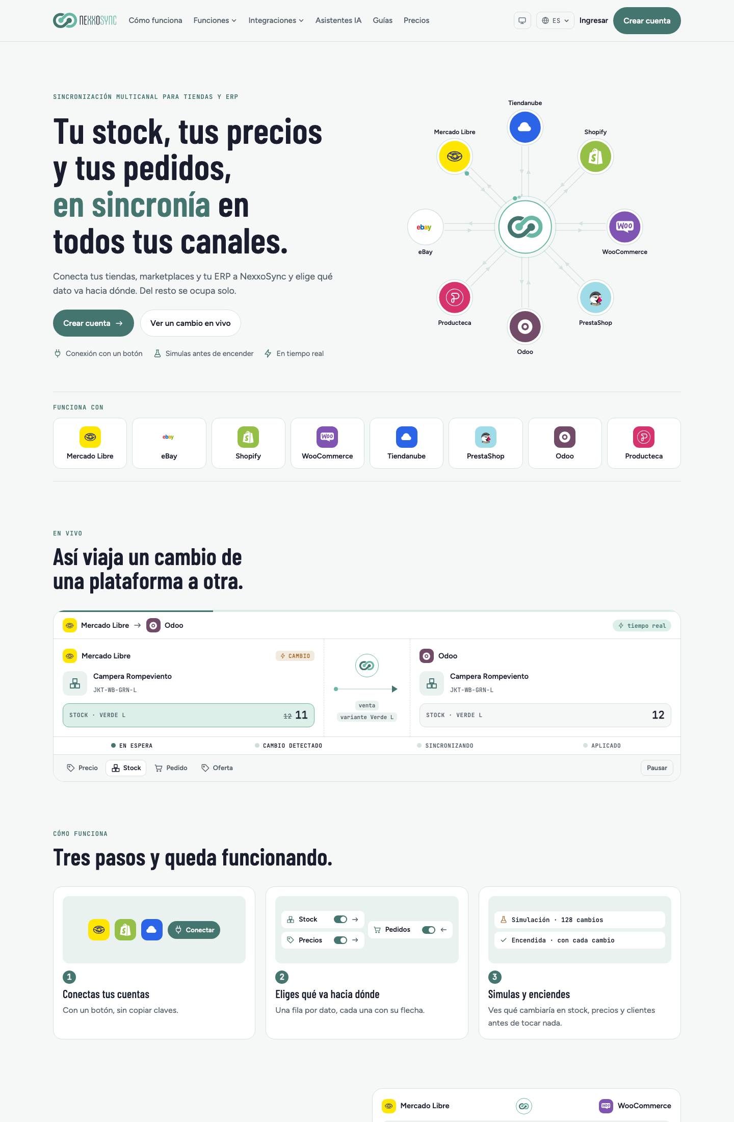 Demonstração de uma venda no Mercado Livre atualizando o estoque no Odoo e os três passos de configuração